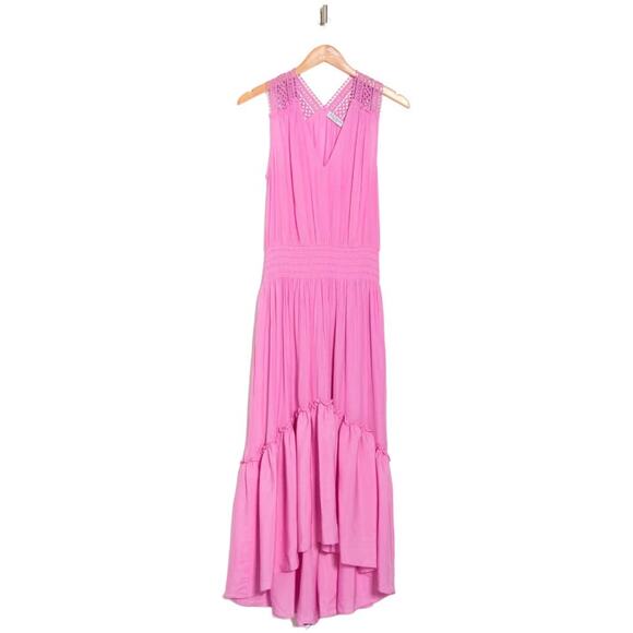 Ramy Brook NWT Samantha Dress Size XS Hi-Lo Asymmetrical Flounce Hem Smocked - Picture 2 of 9
